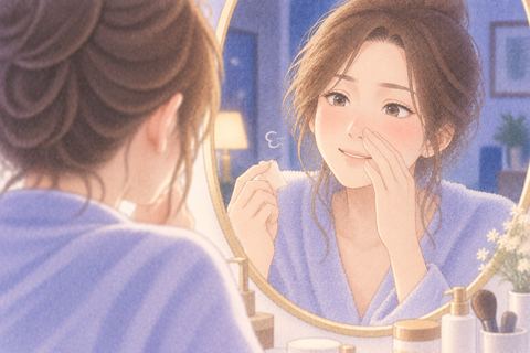 鼻毛を抜いたあとほっと微笑む女性