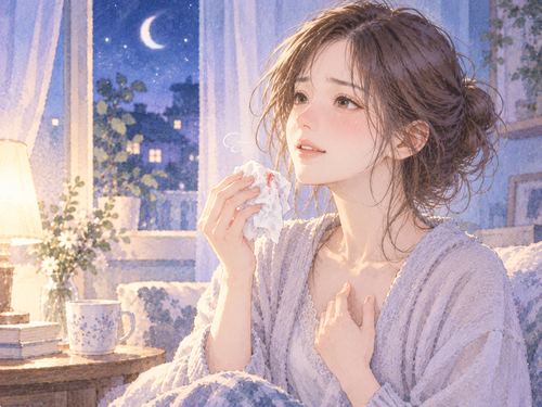 鼻血が止まり安心した表情の女性