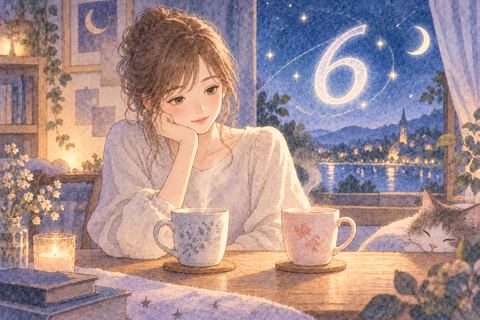 二つのカップを見比べる女性