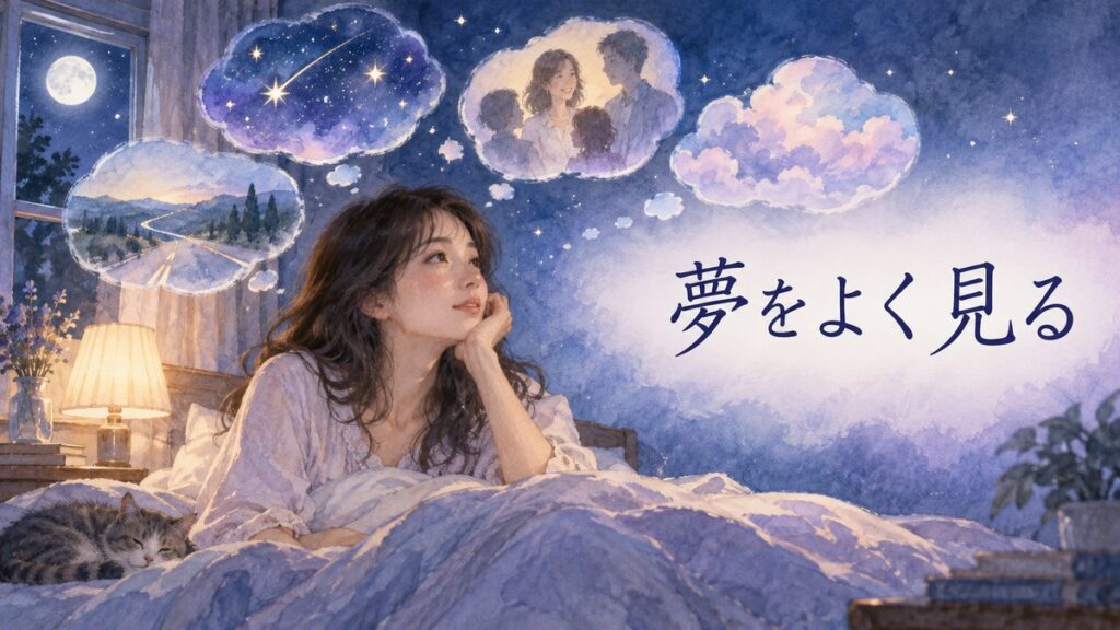 眠りから目覚めて夢の断片を思い出す大人の女性