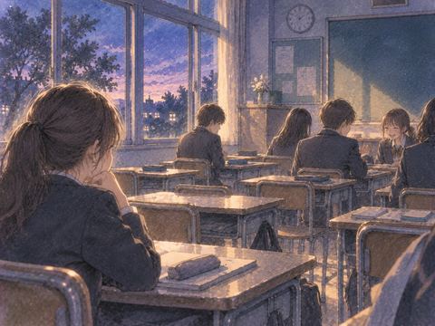 教室の離れた席にいる親しくなかった同級生を眺める夢の情景