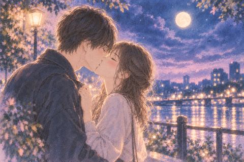 月明かりの下で昔好きだった人とキスをする女性の夢