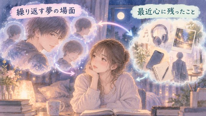 繰り返す昔好きだった人の夢と最近の出来事を振り返る女性