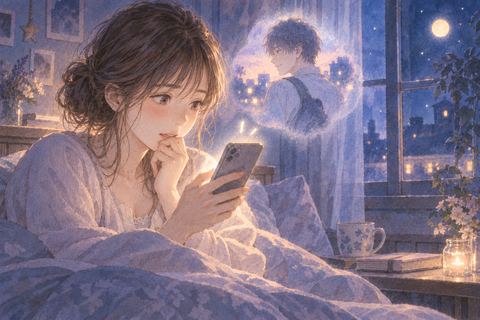 夜に昔好きだった人からの連絡を見て戸惑う女性の夢