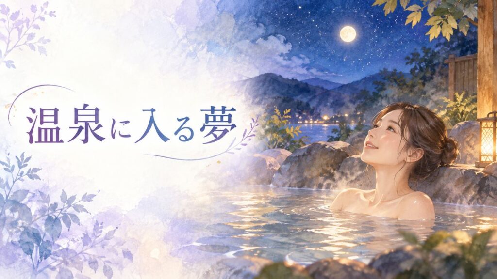 夜の露天温泉で湯に浸かり穏やかに空を見る大人の女性