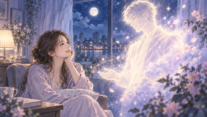 夢の中の推しの姿と、その魅力を静かに見つめる女性