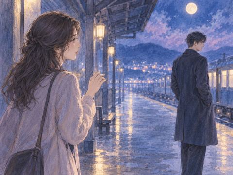 少し離れた推しのような男性に声をかけられず寂しそうにする女性
