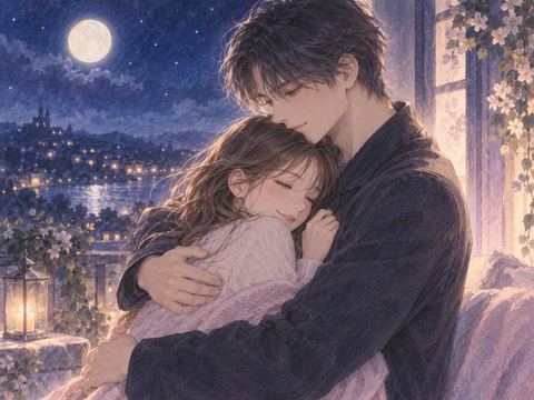 推しのような男性にやさしく抱きしめられて安心する女性
