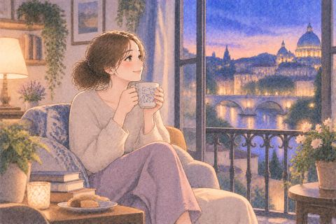 海外の家で穏やかに暮らす女性