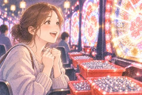 連続する当たりを楽しむ女性
