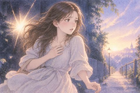 衝撃の光のあと前を向こうとする女性