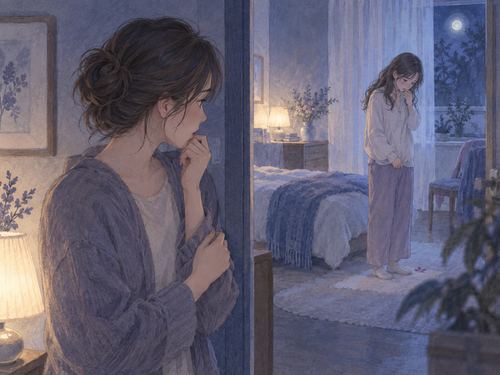 少し離れた女性を気遣って見つめる別の女性の夢の場面