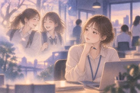 新しい環境の中で昔の友人を思い出す女性の夢