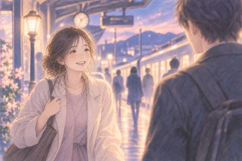 夢の中で会いたかった人に再会して微笑む女性