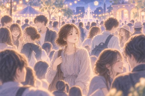 知らない人を含む大勢の中で立つ女性の夢