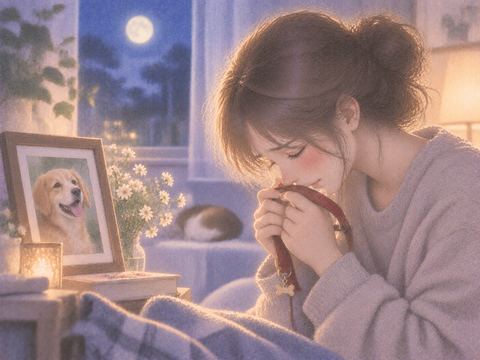 ペットを思いながら静かに涙を流す女性