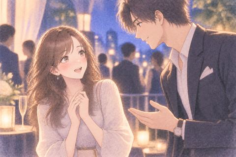 華やかな男性に声をかけられ驚く女性