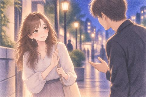 声をかける男性へ穏やかに断る女性