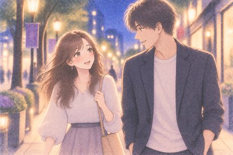 声をかけた男性と夜道を歩き出す女性
