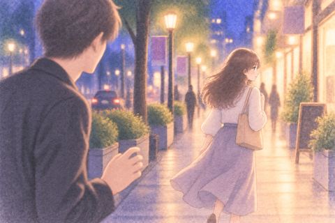 声をかけた男性から離れて歩く女性