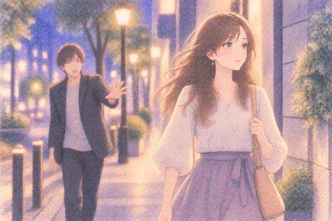 声をかける男性を気にせず歩く女性