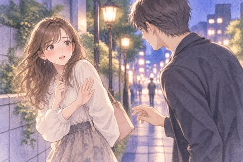 近づく男性から距離を取る女性