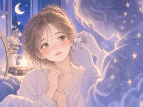 見知らぬ人に耳のピアスを開けてもらう女性