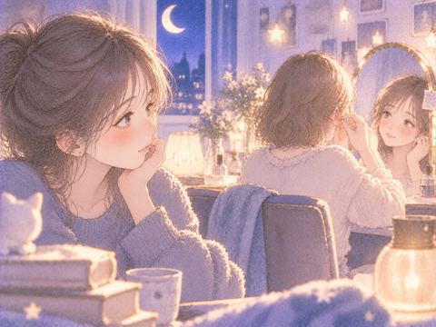 ピアスを開ける人を少し離れて見つめる女性