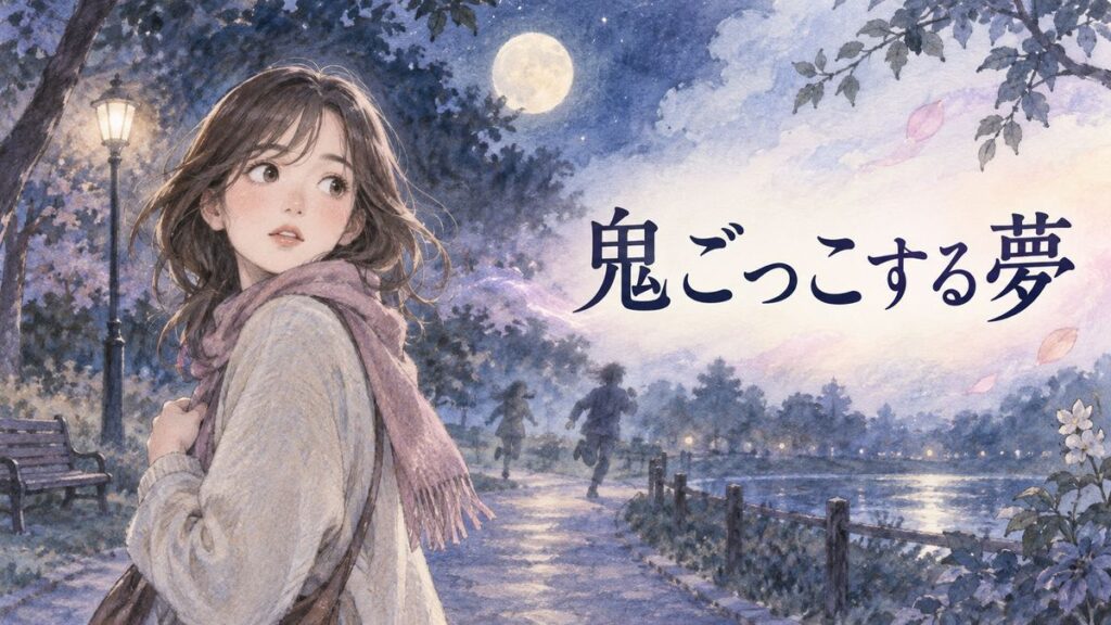 夜の公園で鬼ごっこの夢を思い返す大人の女性
