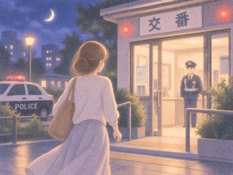夜の交番へ自分から歩いて向かう女性