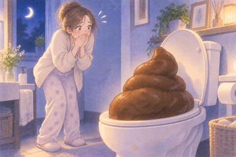大きなうんこを見上げるように驚く人物の夢