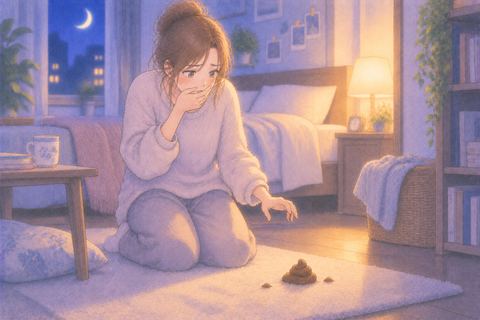自室でうんこをしてしまい戸惑う人物の夢