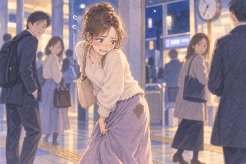 人前でうんこを漏らし周囲の視線を気にする人物