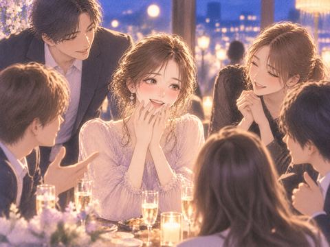 周囲から褒められ注目を集める女性