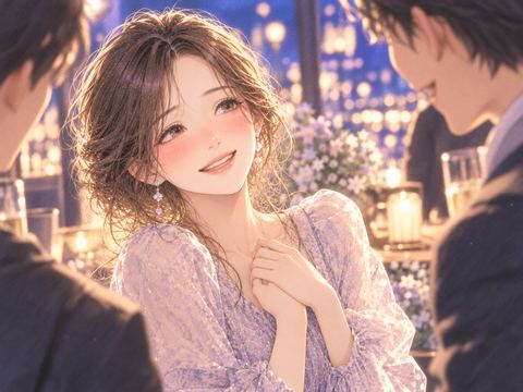 好意を受けて幸せそうに微笑む女性