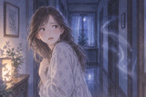 見えない気配に戸惑う女性