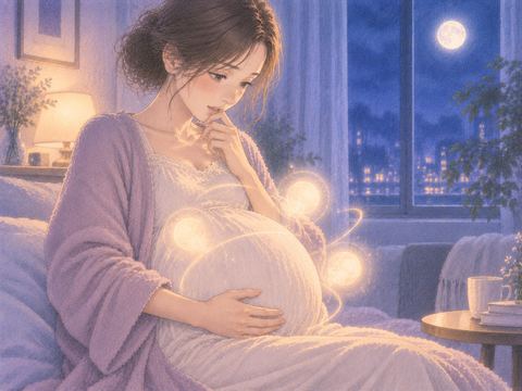 妊娠したお腹の周りに複数の小さな光を感じる女性