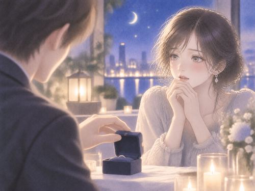 大切な言葉を待ちながら相手を見つめる女性