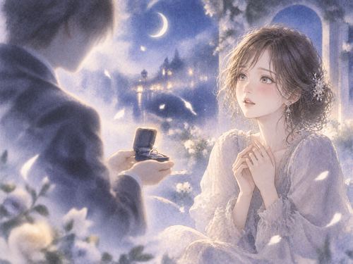 顔のぼんやりした人物からプロポーズされる女性