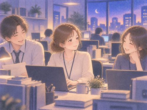 昔の同僚と同じ机で働く女性