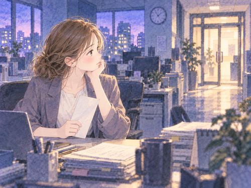 退職届を持ったまま席を立てない女性