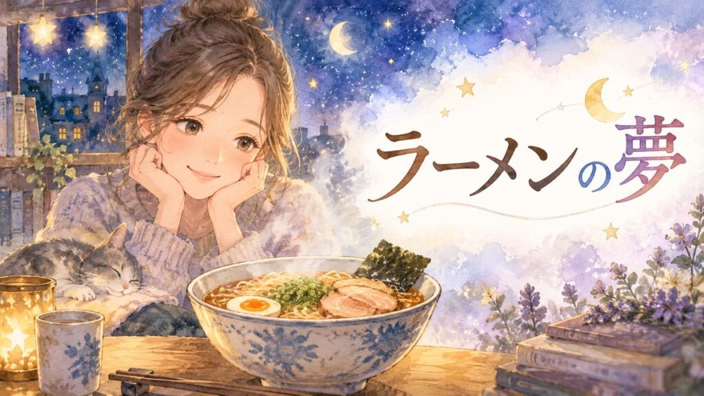 湯気の立つラーメンを見つめる大人の女性