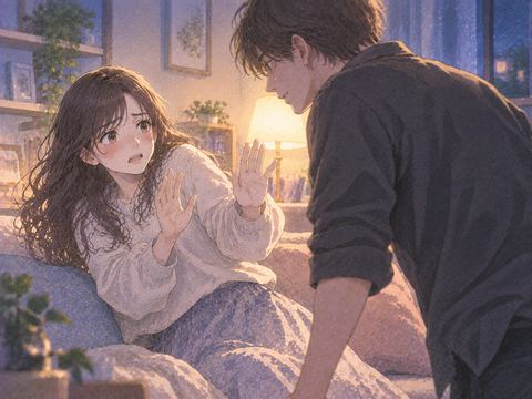 親しい男性の強引な接近を拒むアザミ