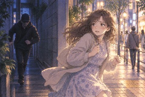 男性から逃れて明るい場所へ走るアザミ