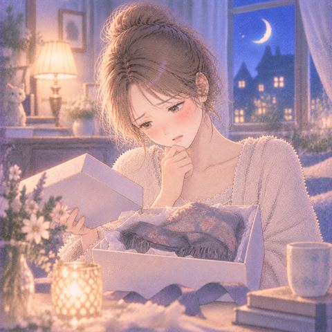 好みに合わない贈り物を見つめる女性
