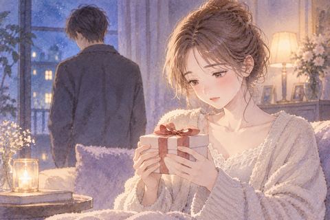 元彼からの贈り物を静かに見つめる女性