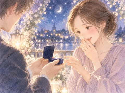 好きな人から指輪を差し出される女性