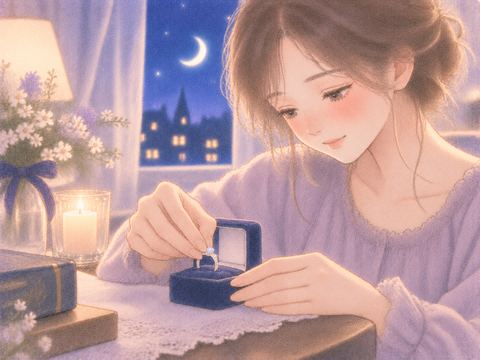 指輪を小箱へ大切にしまう女性の手