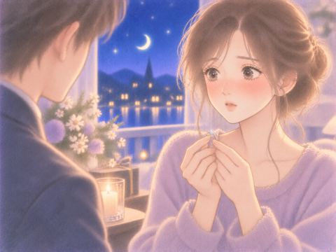 指輪を手にして戸惑う女性
