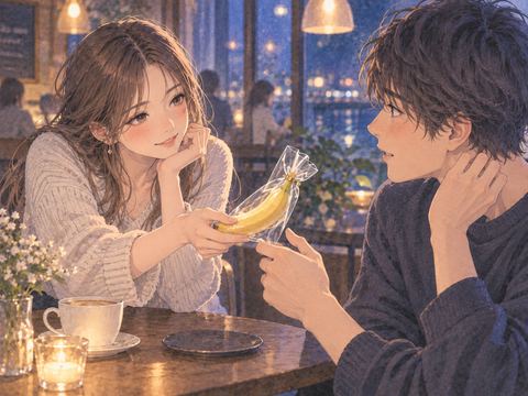 好きな女性から軽食を勧められ戸惑う成人男性